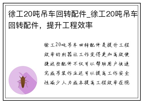 徐工20吨吊车回转配件_徐工20吨吊车回转配件，提升工程效率